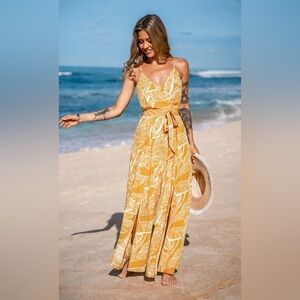 CUPSHE Woman’s Tropical Sunrise Wide Leg Jumpsuit, Size L, NWT